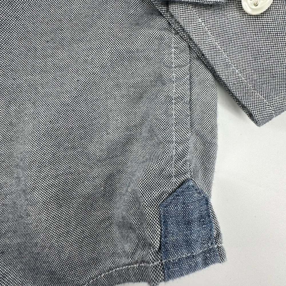 Banana Republic Oxford Shirt Mens Large Gray Untucked Fit Button Down Preppy